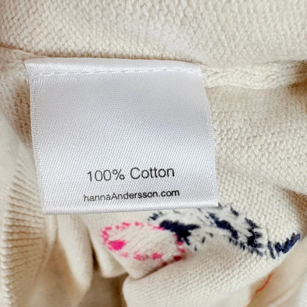 Hanna‎ Andersson Dress Girls 140cm US 10 Cream Floral Ruffle Long Sleeve Cotton